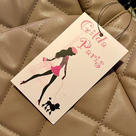 Gilda Paris Weekender Bag Taupe Quilted Travel Tote New With Tags - Picture 4 of 11